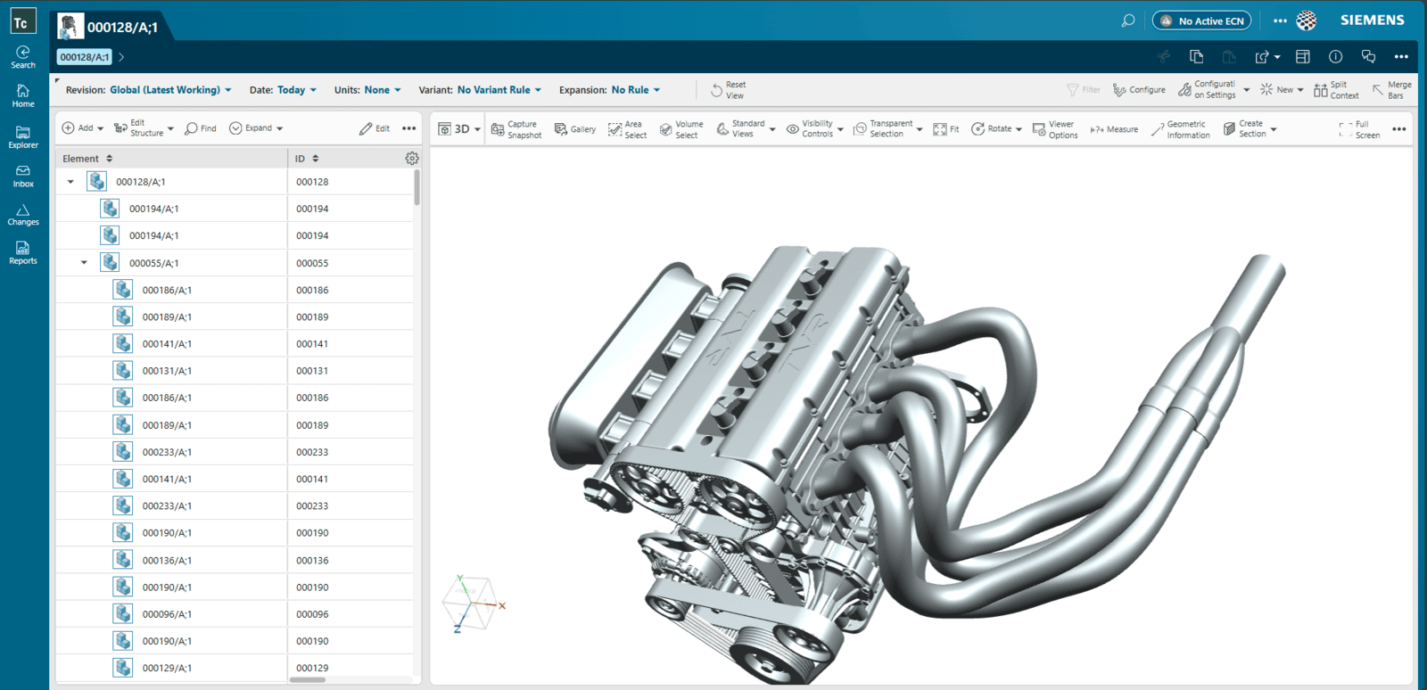 Teamcenter UI in browser with 3D visualization