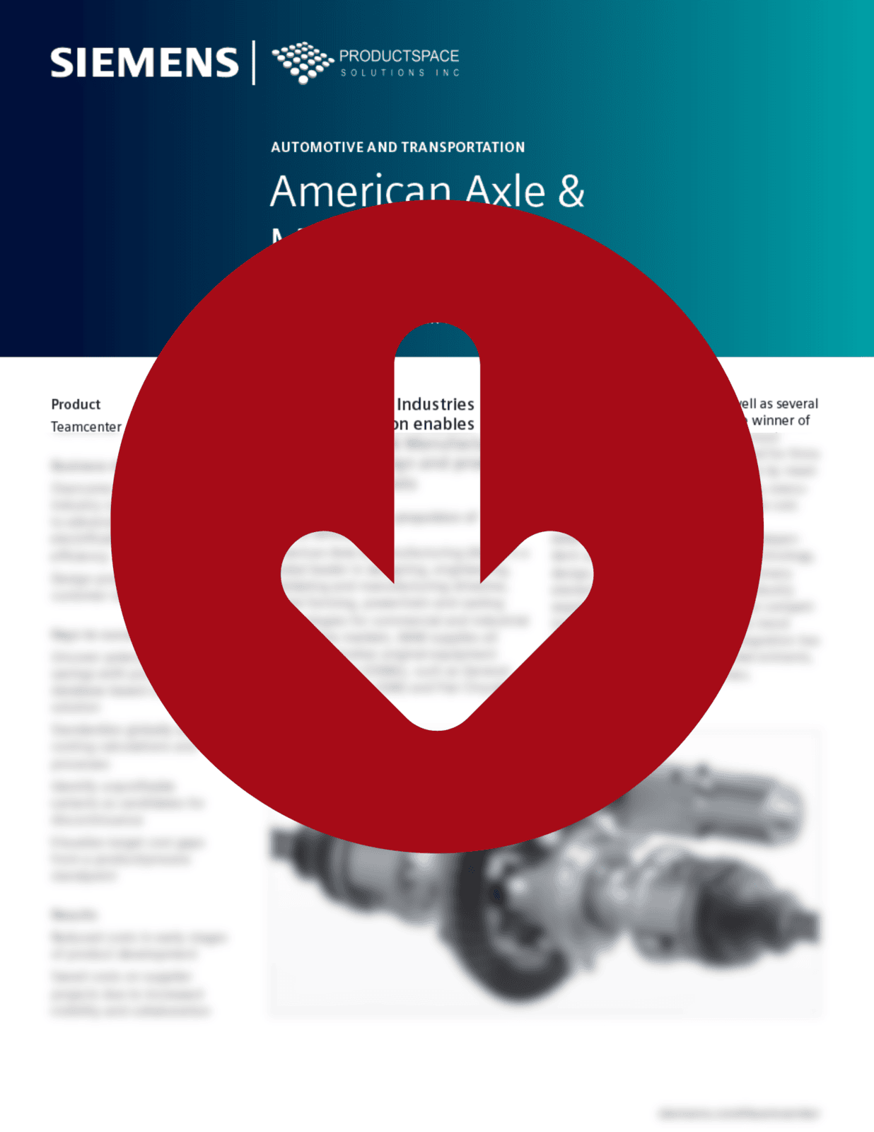 Cover image of the American Axle & Manufacturing case study highlighting PLM-driven product cost optimization using Siemens Teamcenter.